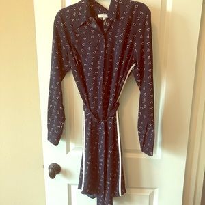 Navy wishbone print dress